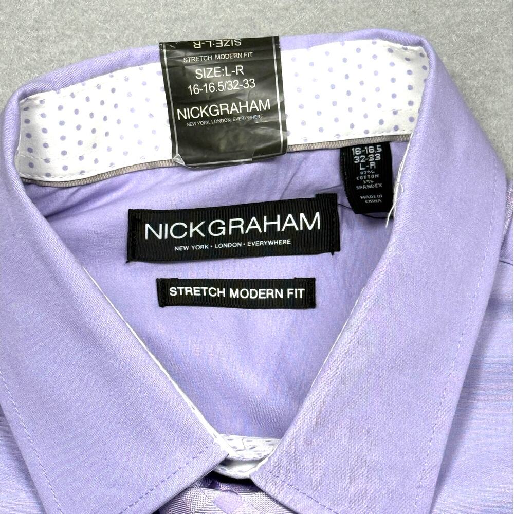 Nick Graham Men's Slim Fit Dress Shirt Tie Set lavender 16-16.5 32-33 $75 - Picture 7 of 9